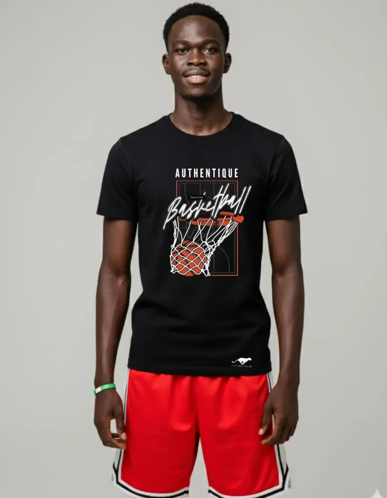 T shirt courte manche NOIR pagnet basket